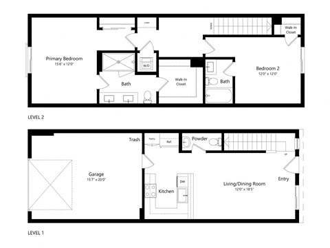 a floor plan of two different floor plans of a house